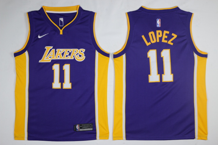 Men Los Angeles Lakers 11 Lopez Purple Game Nike NBA Jerseys